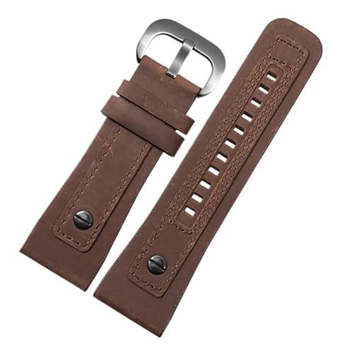VFEBTSD Watch Band Men's Leather Compatible With Sevenfriday Series P2b02 Q2 / 02 P3 T2 Vintage Brown Black Strap 28mm(Brown-silver)
