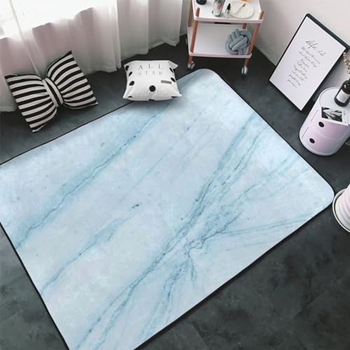 Tapis lavable marbre bleu antidérapant grand confort de sol - 2