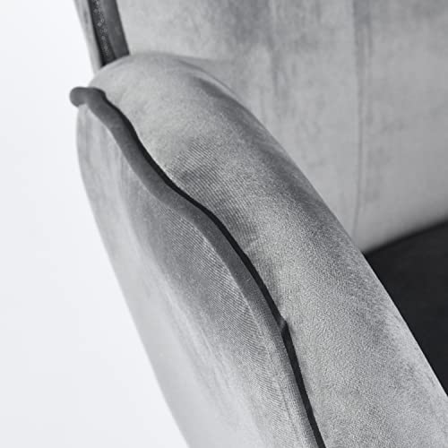 Furniutrer Modern Wingback Velvet Lounges Chaise Tufted Armchair With Upholstery Tall Back Desk, Solid Wood Legs For Living Bedroom Waiting Room Leisure Accent Chair, Grey #TOP4