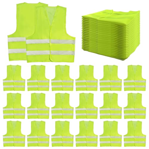Sowhatsowoo 36 Pack High Visibility Safety Vests Mesh Security Vest with Reflective Silver Strips Construction Vest Bulk (Yellow)