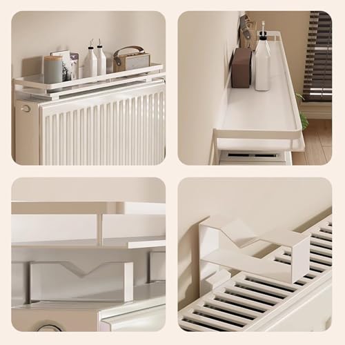 Cubiertas de radiador blancas de 80 cm con barandilla superior para estante de pasillo 4