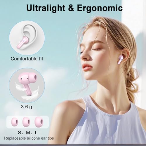 Image of Bluetooth 5.4 Earbuds, 2026 Wireless Headphones 3D-Stereo Deep Bass Ear Bud, 4 ENC Noise Cancelling Mic, 40+Hrs USB-C Earphones, IP-X7 Waterproof Headset Sport Gym Workout for Laptop Pad Android iOS