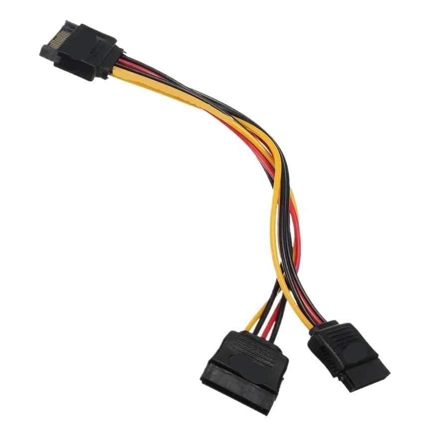Cable de alimentación SATA II 20 cm con conector macho 15 pines a 2 hembras miniatura 4