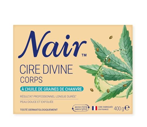 NAIR Cire Divine à l'huile de graines de Chanvre - Corps - Cire chaude sans Bandes, Pot de 400g + 2 Soins Finition Douceur