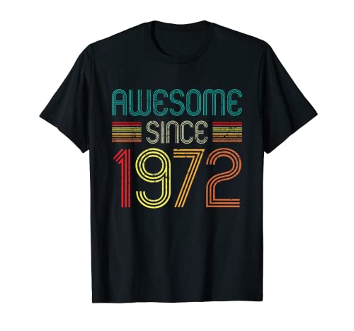 50th Birthday Gifts Awesome Since 1972 50 Years Old Vintage Camiseta