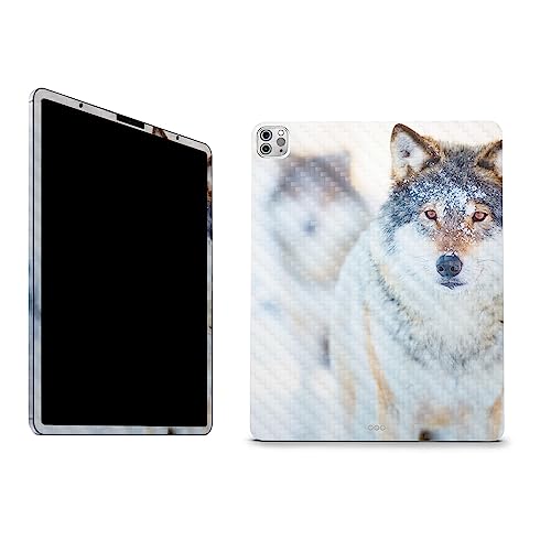 Image of MightySkins Carbon Fiber Skin Compatible with Apple iPad Pro 12.9 inch M2 6th Gen (2022) Full Wrap Kit - Alpha Wolf | Protective, Durable Textured Carbon Fiber Finish | Easy to Apply | Made in The USA
