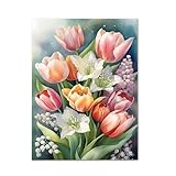 OPVYAEU Diamond Painting 30 x 40 cm para adultos, cuadro con diamantes temática naturaleza y flores, kit creativo DIY Diamond Painting, puzzle cuadrado relajante y entretenido para adultos
