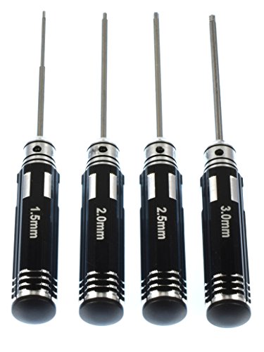 Apex Rc Products 4Pc 1.5Mm 2.0Mm 2.5Mm 3.0Mm Metric Allen Key Set W/Aluminum Handles #2740 #TOP2