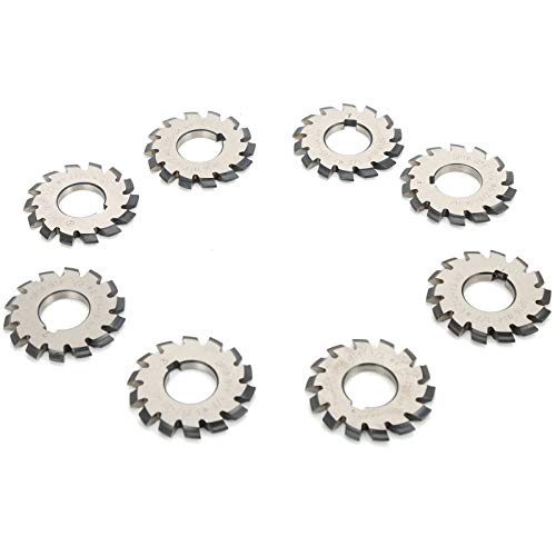 Eujgoov EUJGOOVMOUGSQXPH2600 8Pcs Involute Gear Milling Cutter High Speed Steel Cutting Tools Set Machine Tool Accessories 14.5° Pressure Angle 55Mm 22Mm cover