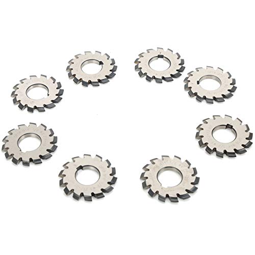 8Pcs Involute Gear Cutters Set, High Speed Steel Cutting Tools, 14.5 Pressure Angle, Milling Machine High Speed Steel Disk-Shaped (14.5° 55mm 22mm)