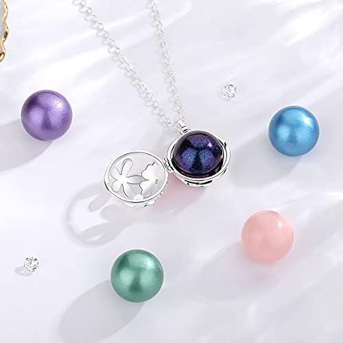 EUDORA Harmony Ball Daisy Flower Chime Ball Locket Pendant Necklace for Women Baby Girls Lovely Jewelry Gift, 88.9cm