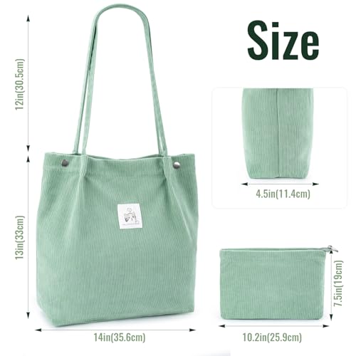 Iioscre Corduroy Tote Bag for Women, Large Capacity Tote handbags, Grocery Shoulder Bag with Inner Pockets﻿4