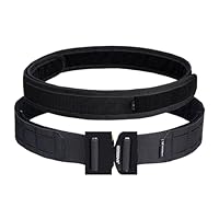 IDOGEAR Taktischer Gürtel Molle 2 Zoll Kampfgürtel mit 1,75 Zoll Innengurt Schnellverschluss Hochleistungsgürtel Lasergeschnittener (Large for waist 96-106 cm, Black)