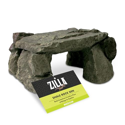 Zilla Shale Rock Den, Naturalistic Rock Décor, Perfect for Basking, Climbing, Hiding, Ideal for Aquatic or Terrestrial Reptile Habitats, Medium