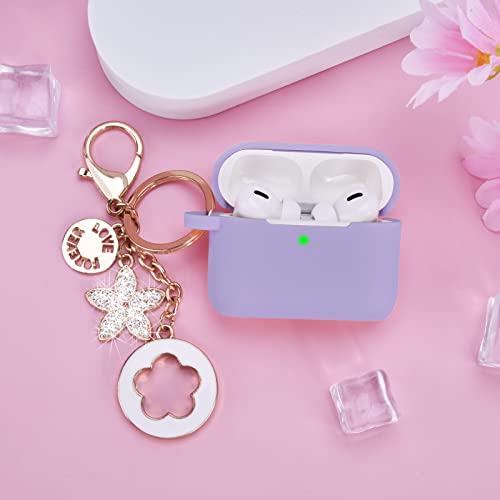Image of Case for Airpods Pro 1st 2nd Generation - VISOOM Airpods Pro 1 /2 Cases Cover Women Silicone iPod Pro 2 Earbuds Wireless Charging Case Girl Bling Keychain for Apple Airpod Gen Pro 2