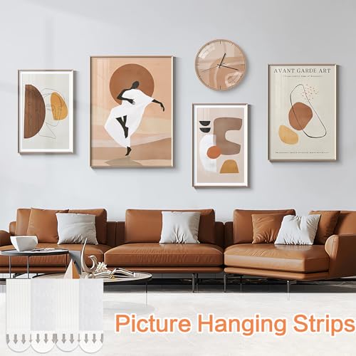 Image of Picture Hanging Strips Heavy Duty,Damage Free Picture Hangers,Picture Hanging Kit,Removable Hook and Loop Tape,Adhesive Strips for Frame Hanging Living Spaces,48 Pairs(96strips)