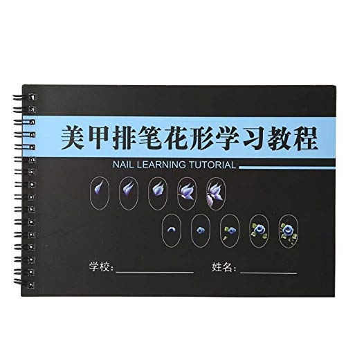 Nail Practice Book,Nail Art Practice Template Learning Paper Book Manicure Drawing Painting Exercise Books Tool(Pen flower)