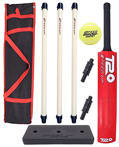 Toyshine Speed Up T-20 Combo Box Cricket Kit for Kids (Bat Size: 4, 5-10 yrs) Outdoor Sports Toy Gift for Boys Girls Picnic Fun – RED- SSTP