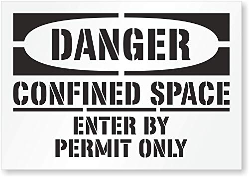 SmartSign 7 x 10 inches Danger Confined Space Enter by Permit Only Reusable Stencil with 1.34", 0.98", and 0.77" Letter Height, 63 Mil Plastic, Easy to Wash, for Industries, Construction Sites