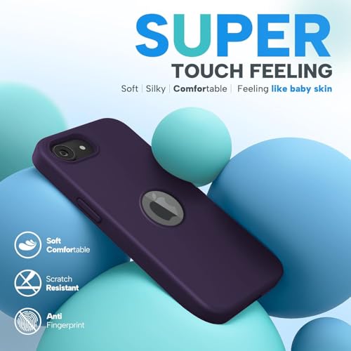 Image of Elzzi Microfiber Logo Cover Compatible for iPhone 16e Case Liquid Silicone Cases Full Body 4 Layer Protective Covers Shockproof Back Cover (Deep)