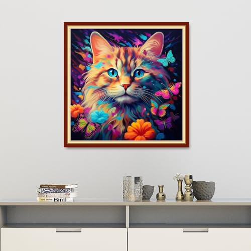 Image of Dooxvey Cross Stitch Kits for Adults Beginners,Full Range of Cross-Stitch Stamped Kits Needlepoint Kits for Beginners Embroidery Kits 11CT Cross Stitch Patterns-Cat Flowers 18x18 inch, Manual Arts 29