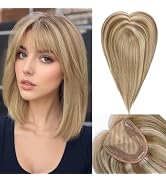 starluck Hair Toppers for Women 14 inch Real Human Hair Topper with Bangs 5