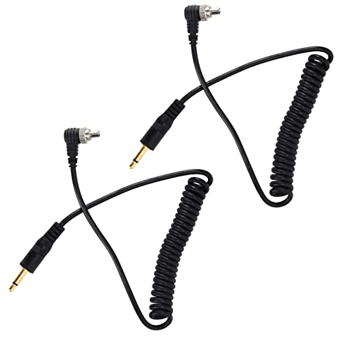 Generic 3.5mm Male Flash Sync Cable for Photography, 2Pcs Coiled Cord with Screw Lock, Suitable for Digital Cameras, Generic8a34vqb26w