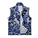 BYBNOLL Men's Denim Vest Sleeveless Casual Jean Vest Button Camouflage Print Jacket Outerwear Vest
