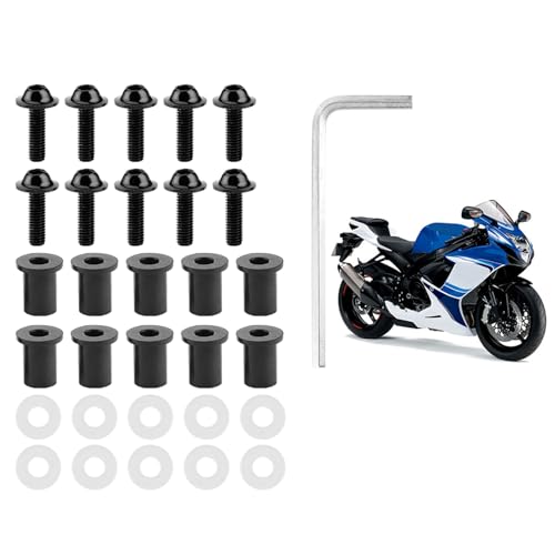 Kit universal de 10 tornillos M5 para parabrisas de moto, tuercas y arandelas de carenado - herrajes para moto con llave incluida