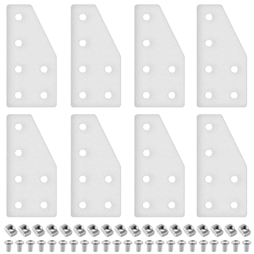 Image of 12pcs 2040 L Corner Bracket Joining Plate T Slotted Accessories 6-Hole 2040 Hardware Connector 2040 with T Nuts and Screws Silver