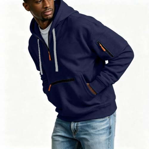 Half Zip Sweatshirt for Men Tactical Zip Hoodies Work Quarter Zip Pullover - image 3