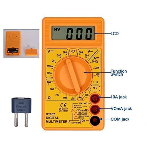 Digital Multimeter (DT830D Type, Yellow)