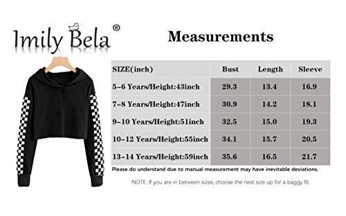 Imily Bela Kids Crop Tops Girls Hoodies Cute Plaid Long Sleeve Fashion Sweatshirts Black #TOP4