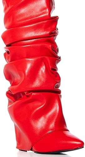 Concert Boots Yishaweiqi Slouchy Knee Boots Wedge Heel