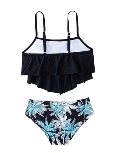 Kids Girls 2Pcs Spaghetti Straps Tankini Top with Graphic Print Bottom Bikini Set Swimsuit Bathing Suit2