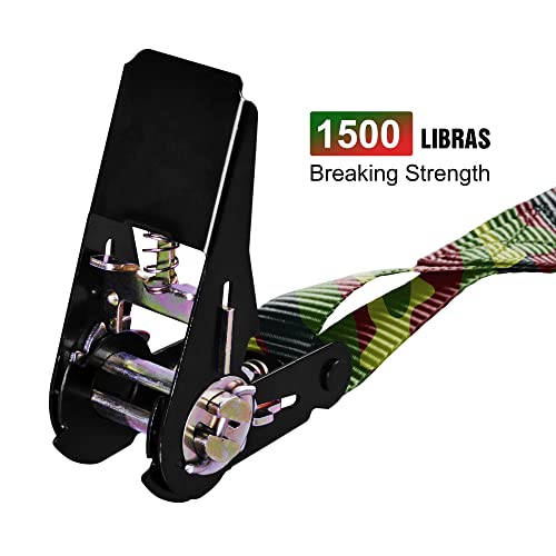 Awelcraft Ratchet Straps, 1500 Lbs Breaking Strength - Premium 4X 15Ft Tie Down Strap Set, 4X Soft Loops For Moving Appliances, Lawn Equipment, Motorcycle (Camouflage) #TOP2