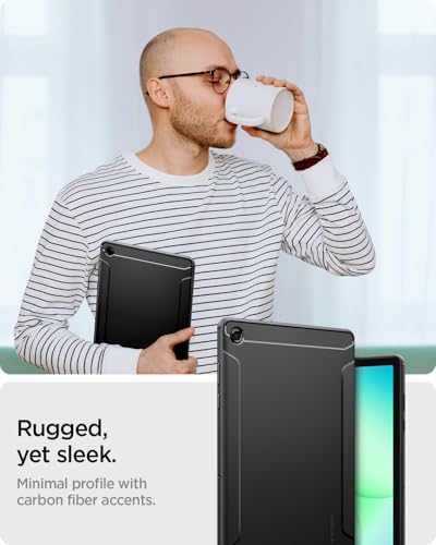 Image of Spigen Rugged Armor | Samsung Galaxy Tab A11+ Case [Flexible] [Slim Protection] 8.7 inch Protective Back Cover | TPU - Matte Black