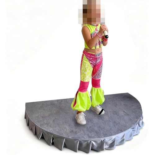 Stage Platform Performance, Semi Circle Stage Riser With Skirting, Portable Platform Step For Concert, Entertainment Speech Bench(Gray,100x50cm (39.4x19.7in))