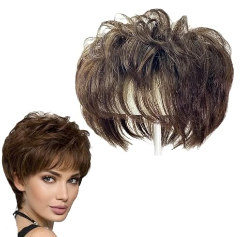 BESTOPPER Human Hair Short Curly Hair Toppers For Women,16X18cm Womens...