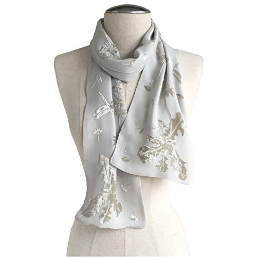 Silk Based Burn-out Velvet Scarf, 62" L x 7.5" W with Silk Lining, Dandelion2