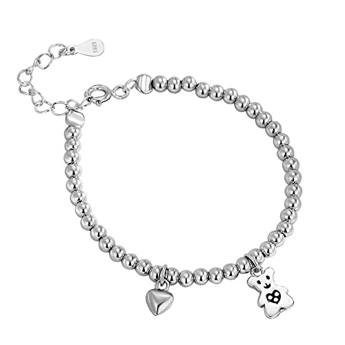 Pendentif Love Bear S925 argent fin et perlé pour femmes chic