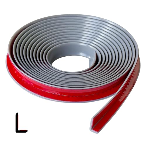Protalwell Rubber Edge Trim, L Shaped, Small Size, Peel and Stick, 10FT, Gray