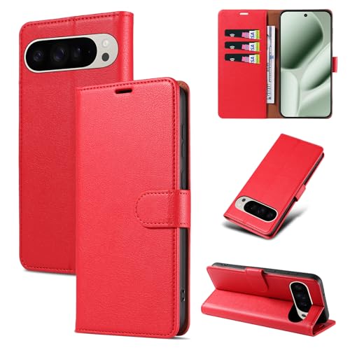 RKINC Wallet Case for Pixel 10 Pro XL, 3 Card Holders, Red