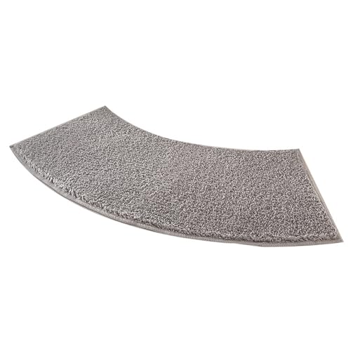 Alfombrilla de ducha redonda, alfombrilla de ducha semicircular, antideslizante, de microfibra, lavable, con forma de abanico, para ducha de esquina, 40 x 100 cm, gris