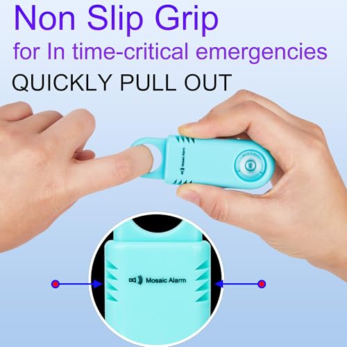 135dB Rechargeable Personal Safety Alarm Strobe Light Non Slip Grip Keychain Siren for Women Students. Flashlight Hiking Bear Alarm Emergency Mutual SOS Paging Alerts Loud Sound. Aqua - Image 3