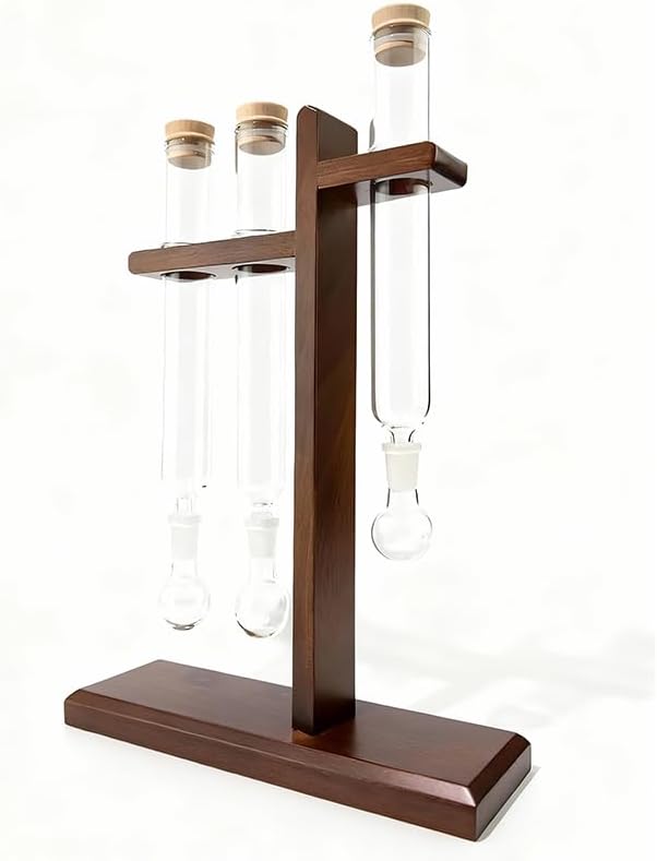 Reserve Flavor Infuser Humidor Infusion Kit Wooden Cigar Flavor Infuser Set, Dark Wood Stand with Glass Tubes, Adjustable Humidity Control