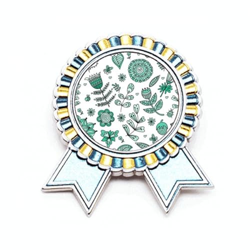 Broche fleurs vertes métal taille M : bijou de veste femme motif floral