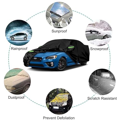 Image of Car Cover Compatible with Subaru WRX Impreza STI 2007-2024,6-Layers 210T Windproof All Weather Waterproof UV Sun Protection Snow Dust Storm Resistant with Straps Outdoor Covers