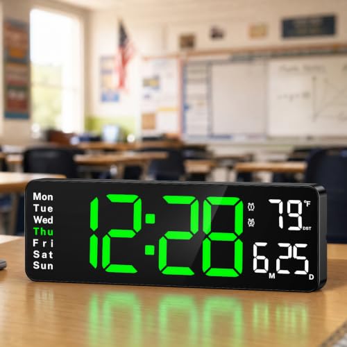 Image of Digital Wall Clock for Classroom, 13 inch Digital Clock Large Display