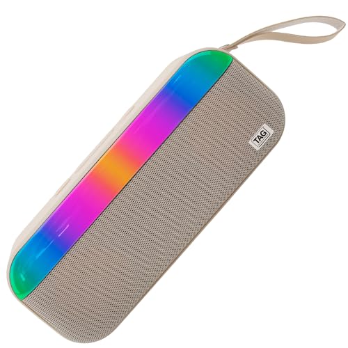 Image of TAG Ray 10W Portable Wireless Bluetooth Speaker with Dynamic Stereo Sound | Customizable RGB LED Lights | TWS Feature | Supports Micro SD Cards, FM, USB | Comes with Inbuilt Mic (White)
